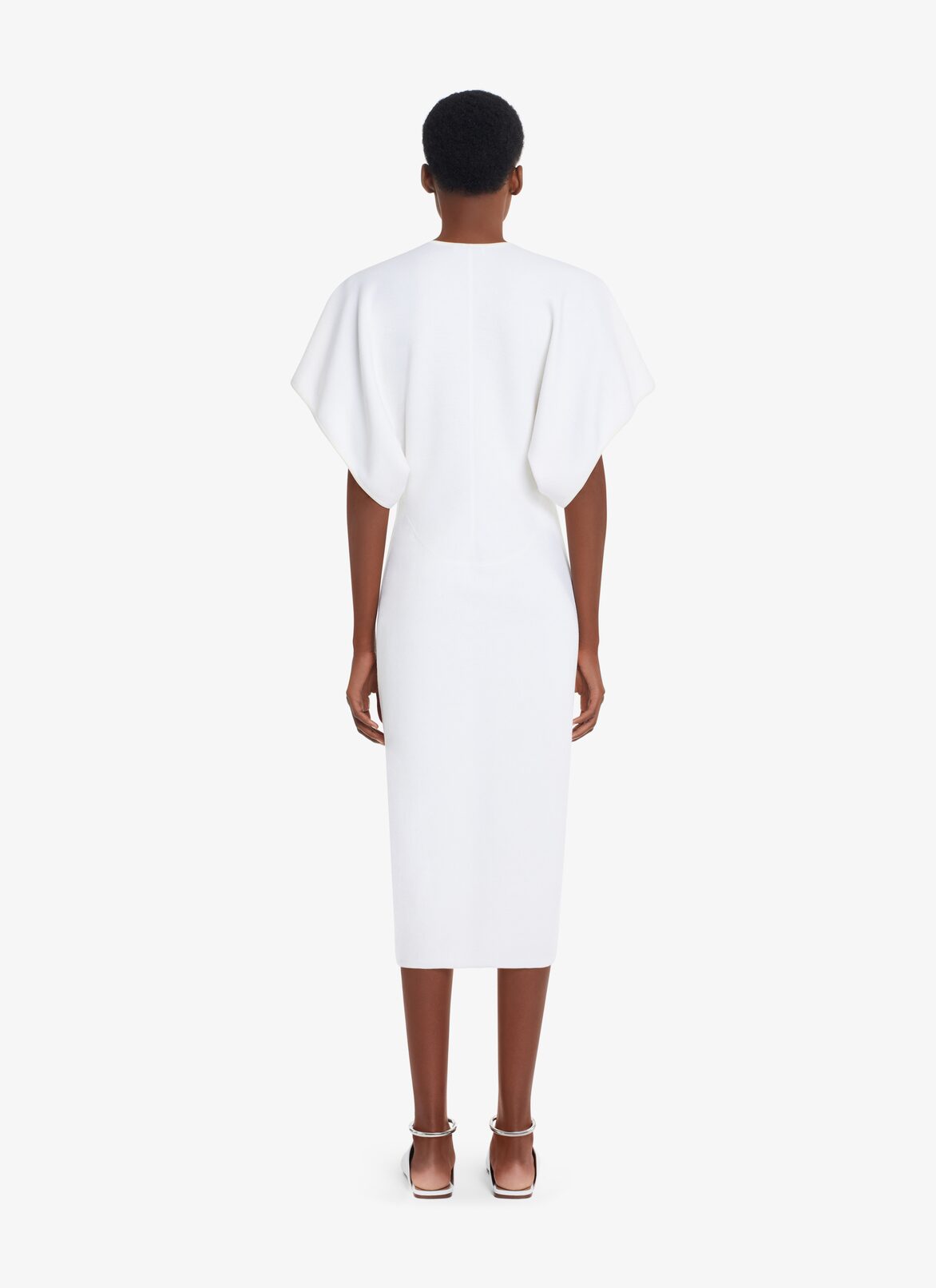 DOUBLE-FACED KNIT MIDI DRESS ALAÏA WHITE DOUBLE-FACED KNIT MIDI DRESS